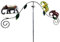 SK Style Metal Garden Wind Spinner, Balance Stake - Colourful Elephant Family