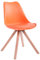 CLP Retro-Stuhl Toulouse Square Mit Kunstlederbezug | Kunstoff-Lehnstuhl Mit Holzgestell, Farbe:orange, Gestell Farbe:Natur