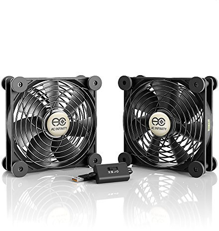AC Infinity MULTIFAN S7, Leiser Doppel 120mm USB Lüfter für Receiver DVR Playstation Xbox Computer Schrank Kühlung