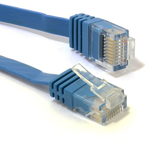 kenable Flat CAT6 Ethernet LAN Patch Cable Low Profile GIGABIT RJ45 0.5m Blue