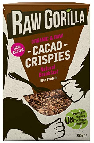 Raw Gorilla Vegan & Organic Breakfast Cereal | Gluten-Free | No Artificial Sugar (Cacao Crispies, Pack of 1)