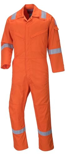 Portwest FF50 Bizflame Work FR Coverall Radio Loops Rule Pocket Two-Way Zip | Orange, 48 Waist, EN 61482-1-2 Class 1, Secure Fit, Stud Adjustable Cuffs, Triple-Stitched Seams, Flame Resistant, Welding