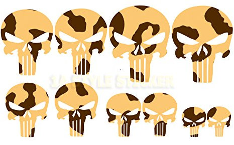Schädel Aufkleber Skull Devil Motorrad Sricker Sandfarben Wüste camouflage tribal motive tattoo