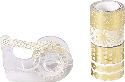 Heyda 203584577 Deko Tapes „Weihnachten Mini“ glänzend jede Rolle 12 mm Goldfarben