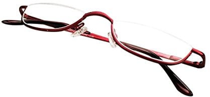 Inlefen Unisex Halbmond Halbrahmen Lesebrille Metall Material rahmen Frühling Scharniere Brillen (rot/+1.0)