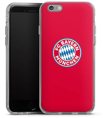 Silikon Hülle kompatibel mit Apple iPhone 6s Case transparent Handyhülle FC Bayern München FCB Logo
