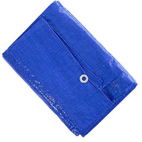 Lona de polietileno impermeable multiusos de 8 pies x 10 pies, color azul, con refugio de tienda de campaña