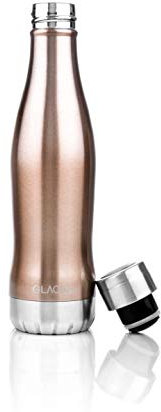 GLACIAL Water bottle, rose gold 400 ml water bottle without leakage and reusable, keeps cold drinks for more than 24 hours, hot drinks for 12 hours
