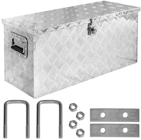 Trucky Truckbox aus Aluminium, Modell D080, 78 x 28 x 35 cm, Abschließbar, Robustes Riffelblech, inklusive Montagesatz, Für Werkstatt, Hobby, Auto