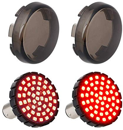 NTHREEAUTO 5,1 cm LED-Blinker, hinten 1157 Bullet Birnen mit Rauchglasabdeckung, kompatibel mit Harley Road King Heritage Softail Fat Boy Electra Glide
