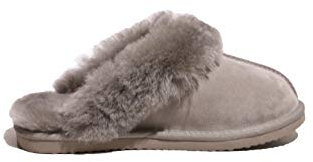 Reissner Lammfelle | Engel Hausschuhe Nadine | Pantoffel | Veloursleder | Innenfutter echtes Merino Lammfell | mit Fellkranz | Platin 38