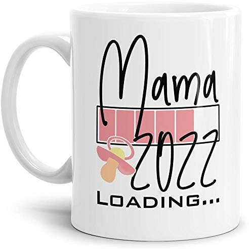 Tasse - Loading Du wirst Mama 2022 - Geschenk/Endlich Schwanger/Schwangerschaft/Babynews - Weiß