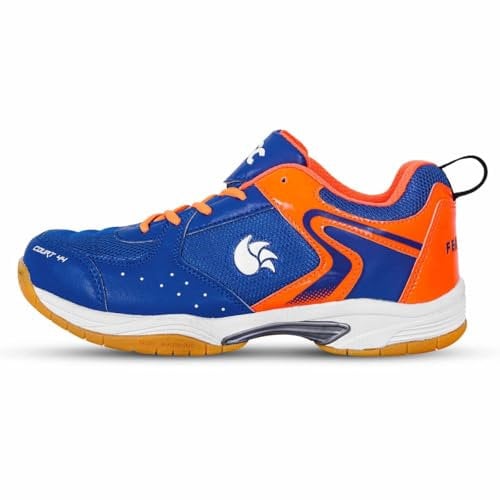 DSC Court 44 Badminton Shoes (Navy Orange, 8 UK 9 US 42 EU) for Men and Boys with Natural Crape Rubber Non Marking Outsole
