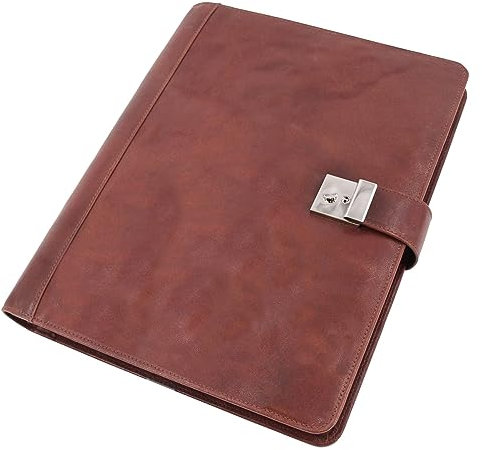 ALASSIO 31516 Dokumentenmappe DIN A4 mit Schloss, Organizer A4 mit 6 Fächern und 5 Hüllen, Meetingmappe aus Büffelleder, Mappe mit 4 Ringmechanik, Ledermappe ca. 36 x 28 x 4,5 cm, Cognac-Braun