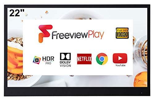 Soulaca Smart Negro TV de 22 Pulgadas para Baño IP66 a Prueba de Agua con Wi-Fi Integrado