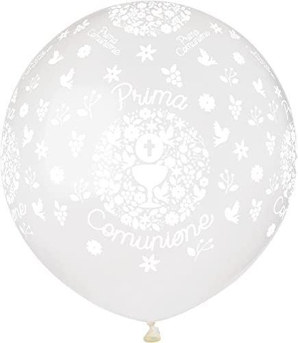 Ciao - Pack 25 balloons Prima Comunione Crystal in natural latex Premium Quality G150 (Ø 48cm / 19), translucent