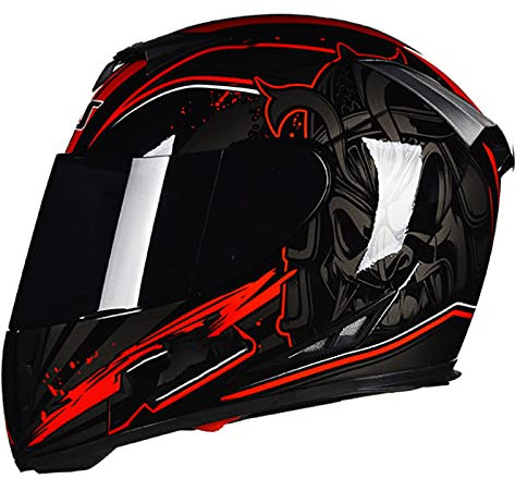 Integralhelm Motorradhelm Modular-Helm Rollerhelm Erwachsener Herren & Damen Flip-Up Helm Sturzhelm Jet Helm Atmungsaktiver Mopedhelm Klapphelm ECE-Zertifizierung,Rot,XXL