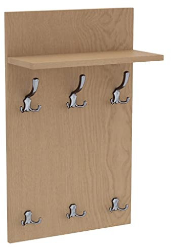 AKKE 80x50 | MEDI Garderobenpaneel Wandgarderobe Garderobe Wandpaneel Kleiderstange CHROM | EICHE HELL