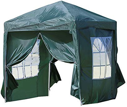 CLIPOP 4 Ersatz-Seitenteile für Gazebo, wasserdichter Sonnenschutz 210D Oxford Cloth Ersatz-Zeltwandpaneele mit 2 Fenstern, austauschbare Seitenteile für 2 x 2M Gazebos (Grün)