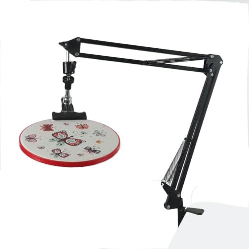 Stickrahmenhalter – verstellbarer Stickrahmenständer, Metall-Stickständer, faltbarer Stickständer, Kreuzstichständer, 360 Grad Drehknopf, geeignet für Handyhalter. Schwarz