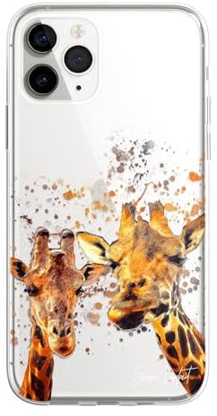 SmartGiftShop Giraffe Family Phone Case | Watercolour Splatter Art Clear Cover | Exclusive Artwork for iPhone 12-2 Brush