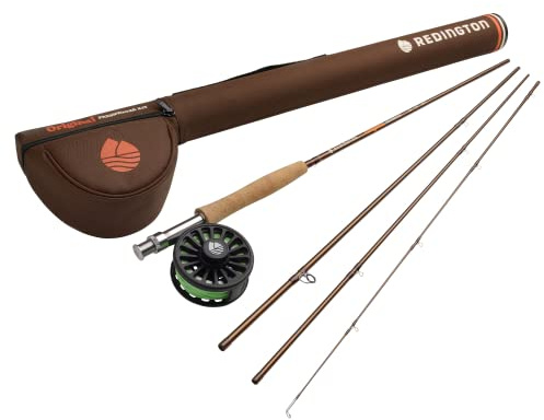 Redington Freshwater Fly Fishing Kit, 5 Weight 9 Foot Trout Rod, Crosswater Reel, Fly Line, Leader, & Carrying Case