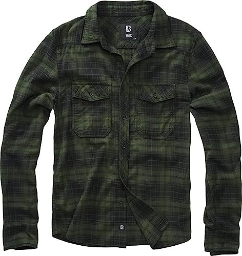 Brandit Checkshirt Uomo Camicia in Flanella Verde 100% Cotone Regular
