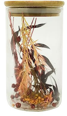 HEITMANN DECO Trockenblumen in Glasglocke, Natur/gelb/rot, 11,5x11,5x17 cm