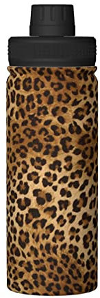 Bouteille d'eau isotherme en acier inoxydable motif léopard mignon de 532 ml, bouteille d'eau étanche en métal pour salle de sport, voyage, tasse thermos