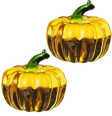 VINTORKY 2st Kürbisfigur Aus Kristall Halloween Kürbis Deko Thanksgiving-kürbisfiguren Tischfigur Aus Kristall Kristallfruchtfigur Foto-Requisite Glas Europäischer Stil Haushaltsprodukte
