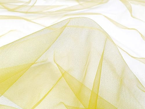 Tüll Stoff Meterware - 160 cm Breite - quer-elastischer, weicher Tüllstoff - Uni Deko Stoff (Gelb)