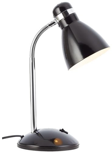 Lightbox funktionale Tischlampe - 34 x 14 cm - Basic Tischleuchte mit Schalter & schwenkbarem Kopf - in Schwarz - E27, max. 25 W - aus Metall/Kunststoff