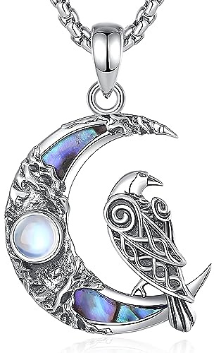CELESTIA Wicca Mond Kette Damen Mondstein Halskette Silber 925 Hexe Hexen Schmuck Esoterik Spirituelle Geschenke Frauen
