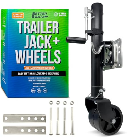Boat Trailer Jack with Dual Wheels (2000 lb), Folding Tongue Jack