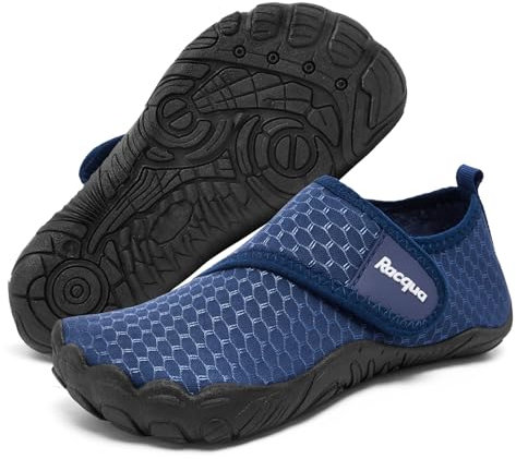 Racqua Wasserschuhe Kinder FüR Jungen MäDchen Kinder Aqua Schwimmen Slipfree Schuhe Meer Pool Bootfahren Surf Schnell Trocknen Leichte Anti-Rutsch-Tauchanzug Schuhe Marine 38