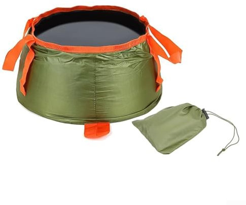 Lavabo da campeggio pieghevole secchio contenitore d'acqua per campeggio pesca (verde)