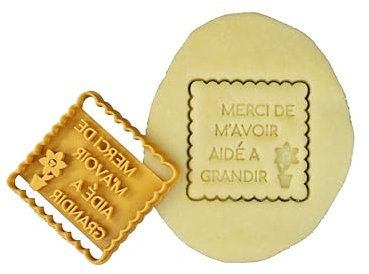 3DKOUPE - Emporte-pièce petit beurre carré - Merci de m'avoir aidé à grandir avec motif de fleur - Couleur au choix - Conçu et fabriqué en France