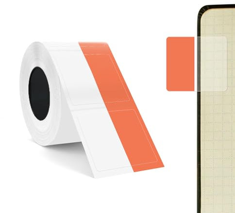 SUPVAN Etiketten selbstklebend wasserfest für T50M Etikettendrucker (25 mm x 13 mm + 15 mm), 100 pro Rolle, Schwarz auf orange