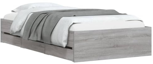 vidaXL Bettgestell mit Schubladen Grau Sonoma 90x200 cm Holzwerkstoff