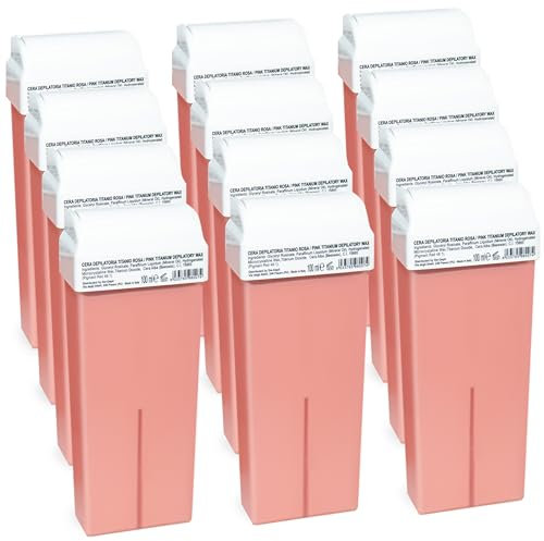 SIE-DEPIL Waxing-Roller, Rosa, Enthaarungswachs, Wachs, Nachfüllwachs, Rolle 12 x 100 ml, Wachsrolle, Universal, Nachfüllpackungen für Haarentfernung