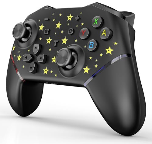 RREAKA Switch Controller, Wireless Switch Pro Controller for Nintendo Switch/OLED/Lite Bluetooth Gamepad Joy Con Remote Wireless Handle with Macro Turbo Wake Up Dual Motors Vibration RGB Light Handle