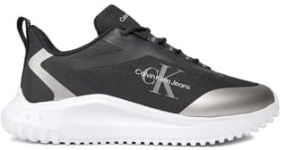 Calvin Klein Baskets Runner Femme Eva Runner Low Lace Mix sans Lacet, Noir (Black/Silver), 37
