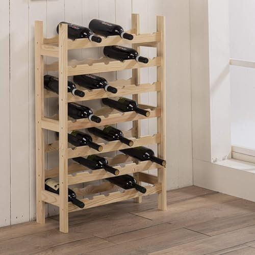 Cantinetta Portabottiglie 42 Bottiglie 63x25x98 cm in Pino Naturale non Verniciato