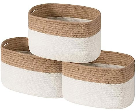 NCONCO Aufbewahrungskorb aus Baumwollseil, faltbare Würfel-Aufbewahrungskörbe mit Griffen, Mehrzweck-Organizer, Handtuchkörbe für Badezimmer, Spielzeugkörbe, Kinderzimmer, 3 Stück
