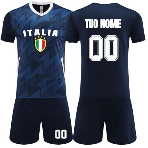 Maglia Italia Bambino Adulti, Maglia da Calcio Personalizzato con Nome Numero, Maglia Italia 2024, Regali di Calcio Ragazzi Uomini #1