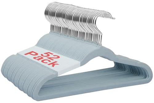 Wellong Kinderkleiderbügel, 28 cm Baby-Samtbügel mit 360°-Drehhaken, rutschfeste Kleiderbügel Samt, platzsparende Kleiderbügel für Säuglinge und Kleinkinde, 52 Stück Blau