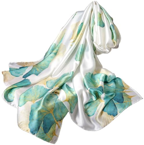 FAIRYGATE Scarfs for Women Lightweight Silk Feeling Scarf Women's Vintage Fashion Pattern Shawl Soft Neckerchief Large Satin Headscarf Ladies Scarves 82032