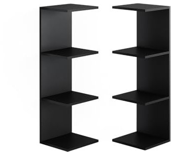Vicco Wandregal Paolo, hängendes Regal, Schwarz, 30 x 95 cm 2er Set