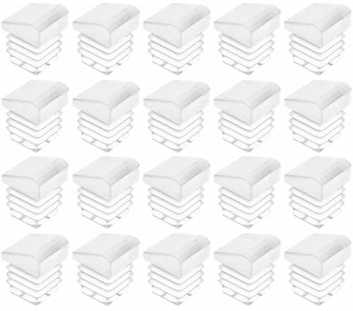 cyclingcolors 20x Bouchon Tube Chaise carré Embout rentrant Blanc incliné Pied Meuble Protection Plastique, 30x30mm