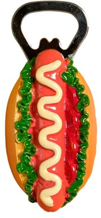 Magnetic Bottle Opener, Beer Bottle Opener, Unique & Cute Refrigerator Beer Opener, Perfect Funny Gift & Party Accessory Gadgets for Bartenders & Waiters (Hotdog)